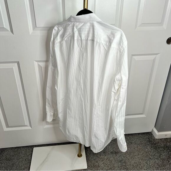 Sz XL Ermenegildo Zegna White Striped Dress Shirt 18” Collar $150 MSRP - Picture 9 of 11